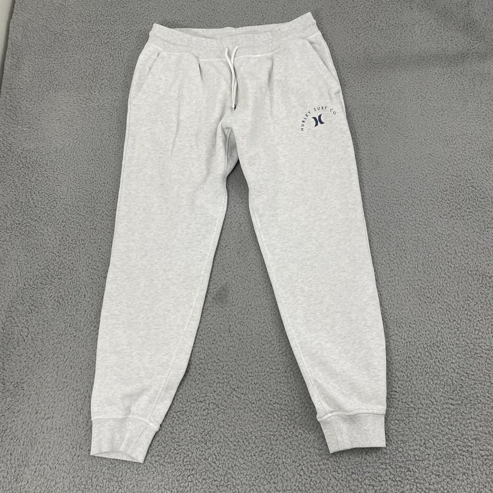 Hurley Coastal Dunes Fleece Jogger Men XL Gray Terry Cloth Pull On Drawstring
